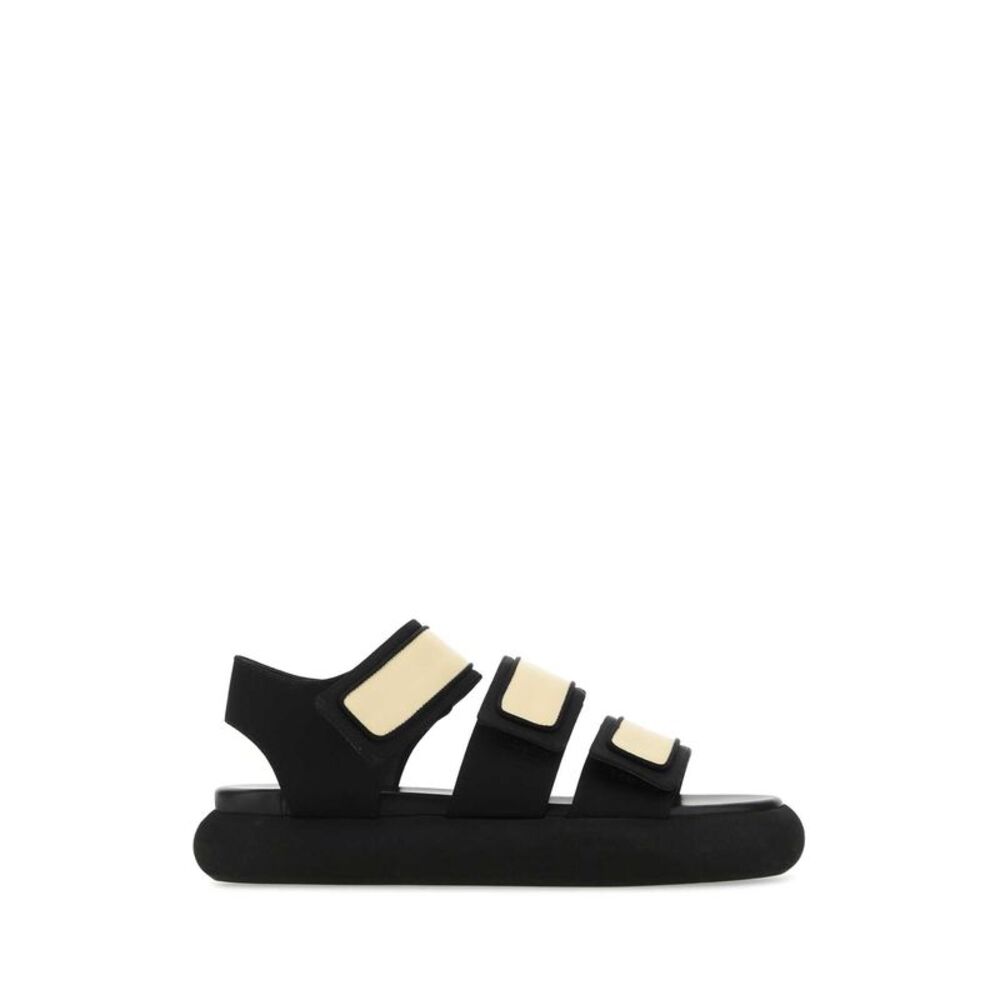 Neous Women Two-Tone Fabric And Leather Octans Sandals